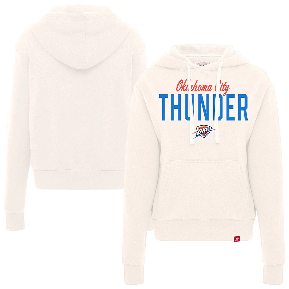 Women's Sportiqe Cream Oklahoma City Thunder Ava Boxy Tri-Blend Pullover Hoodie