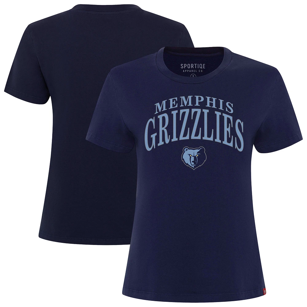 Women's Sportiqe Navy Memphis Grizzlies Arcadia Boxy T-Shirt