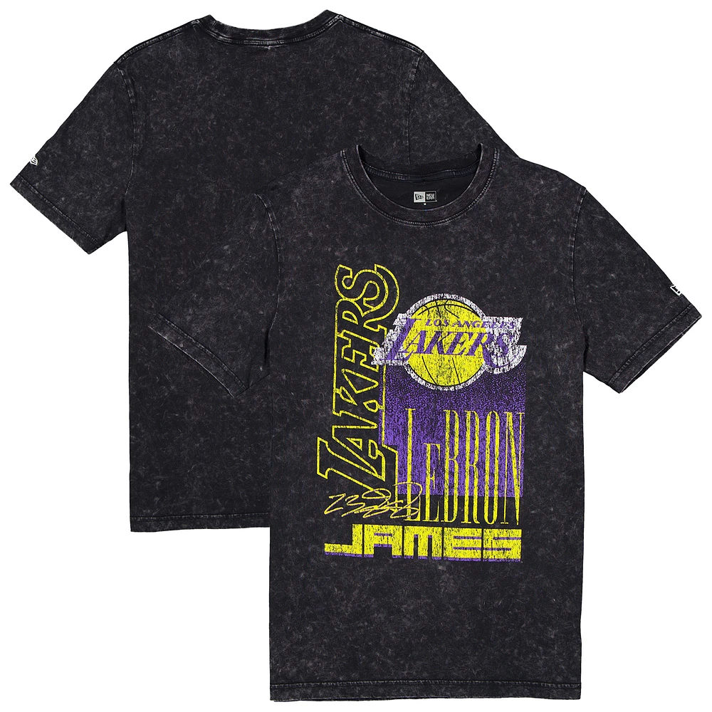 Men's New Era LeBron James Black Los Angeles Lakers Full Court Press Mineral Wash Player T-Shirt