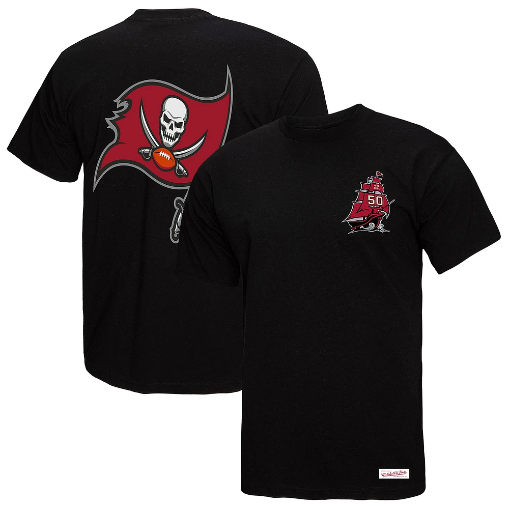 Men's Mitchell & Ness Black Tampa Bay Buccaneers 50th Season Ship Sword T-Shirt