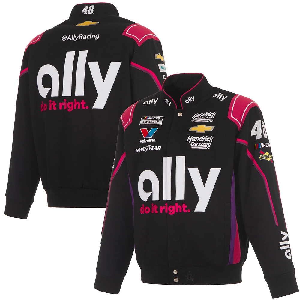 Men's JH Design Black Alex Bowman Ally Full-Snap Twill Uniform Jacket