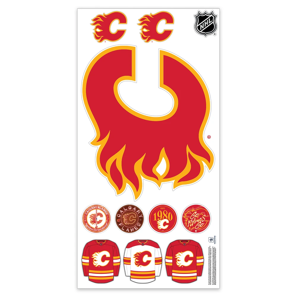 Calgary Flames Repositionable Team Logo Wall Decal Set