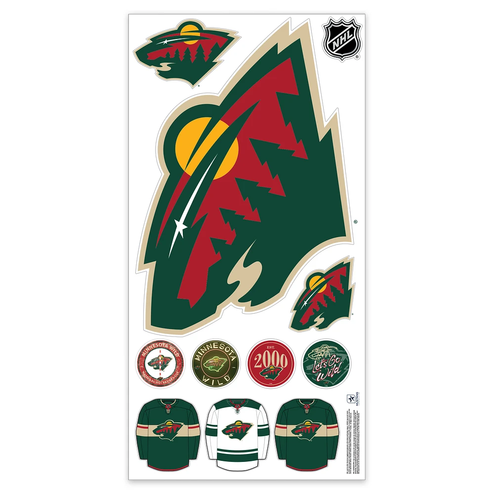 Minnesota Wild Repositionable Team Logo Wall Decal Set