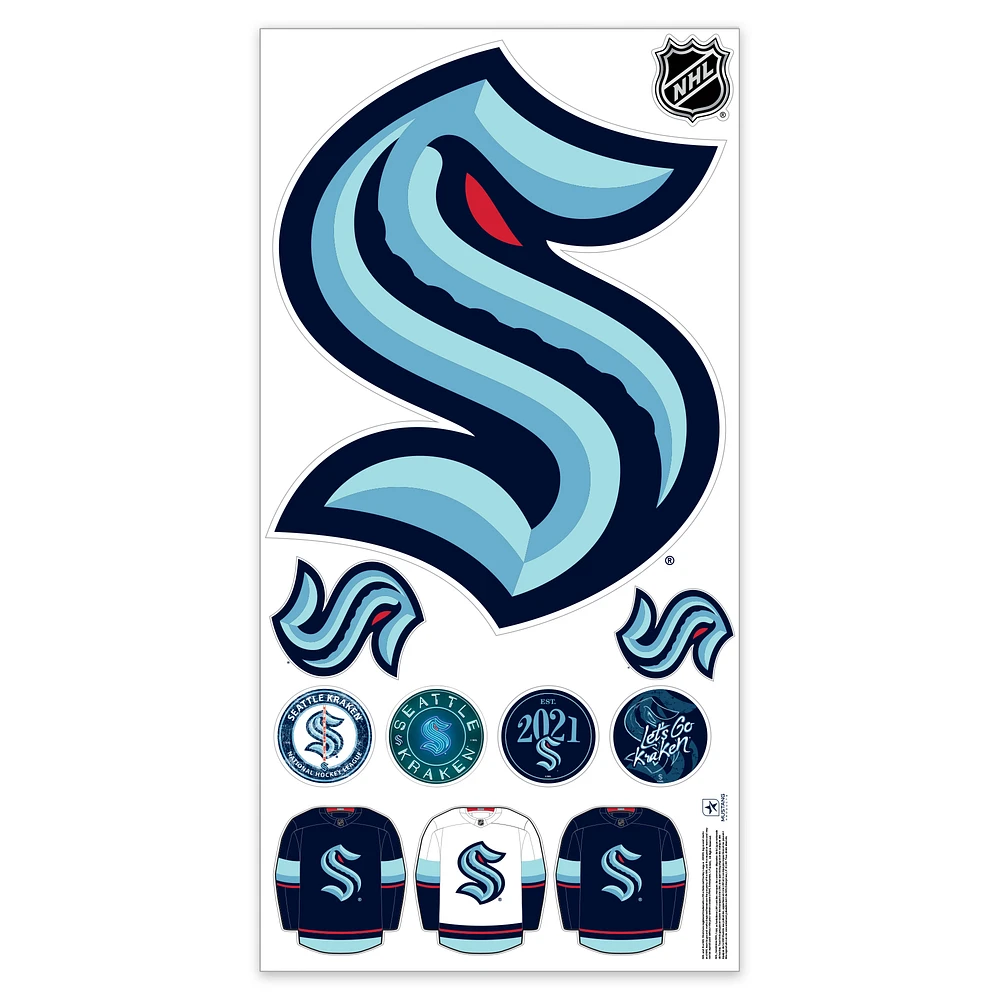 Seattle Kraken Repositionable Team Logo Wall Decal Set