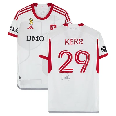 Deandre Kerr Toronto FC Autographed Match-Used #29 White adidas Jersey from the 2024 MLS Season - Size L