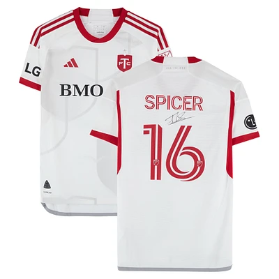 Tyrese Spicer Toronto FC Autographed Match-Used #16 White adidas Jersey from the 2024 MLS Season - Size M