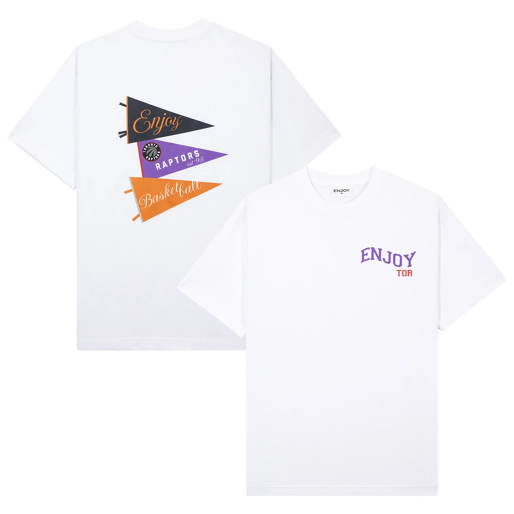Unisex Enjoy Basketball x Toronto Raptors White Hoop Enthusiast Capsule Collection T-Shirt