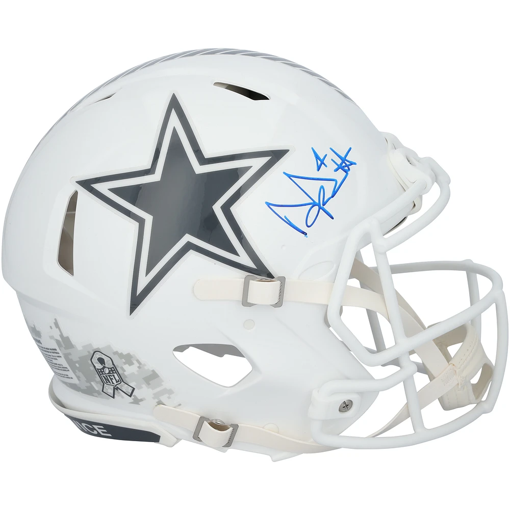 Dak Prescott Dallas Cowboys Autographed Riddell 2024 Salute To Service Speed Authentic Helmet