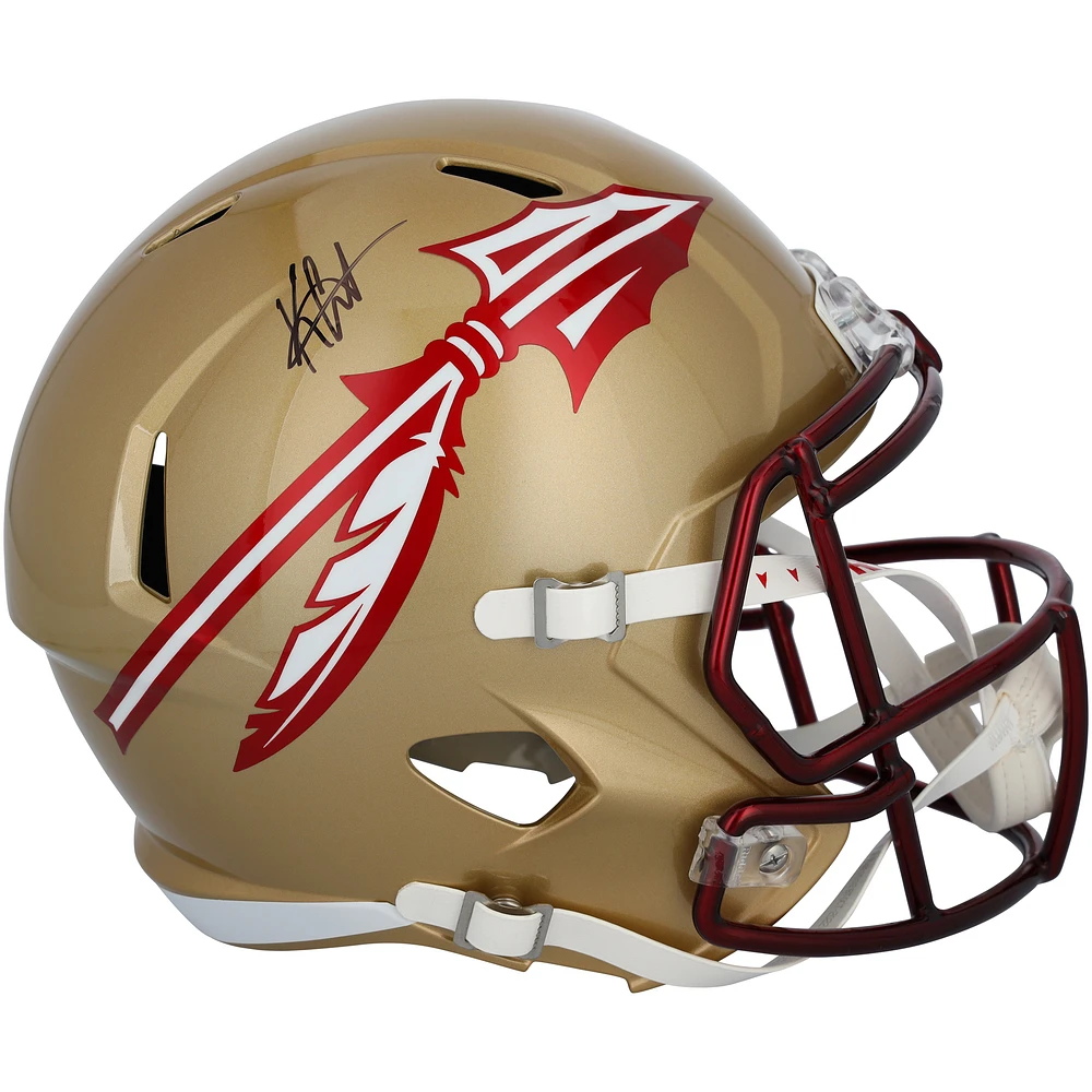 Keon Coleman Florida State Seminoles Autographed Riddell Speed Replica Helmet