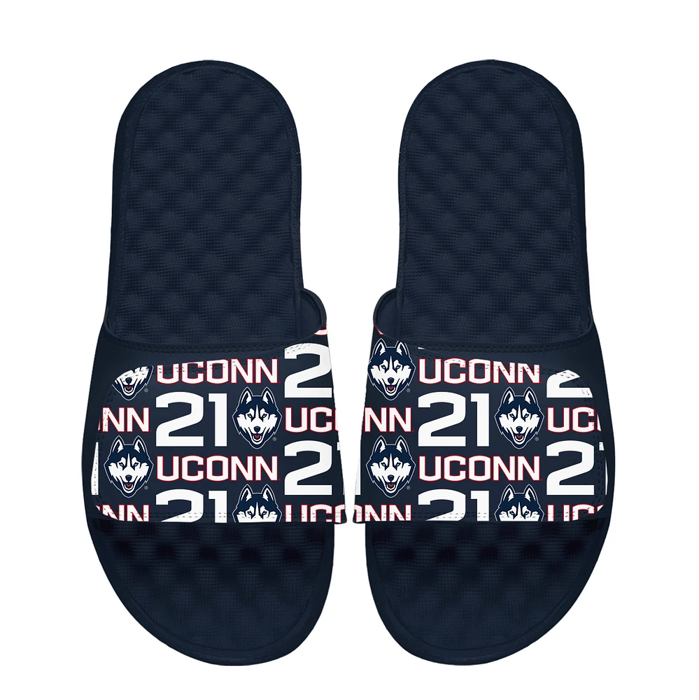 Unisex ISlide Sarah Strong Navy UConn Huskies Team Pattern Slide Sandals
