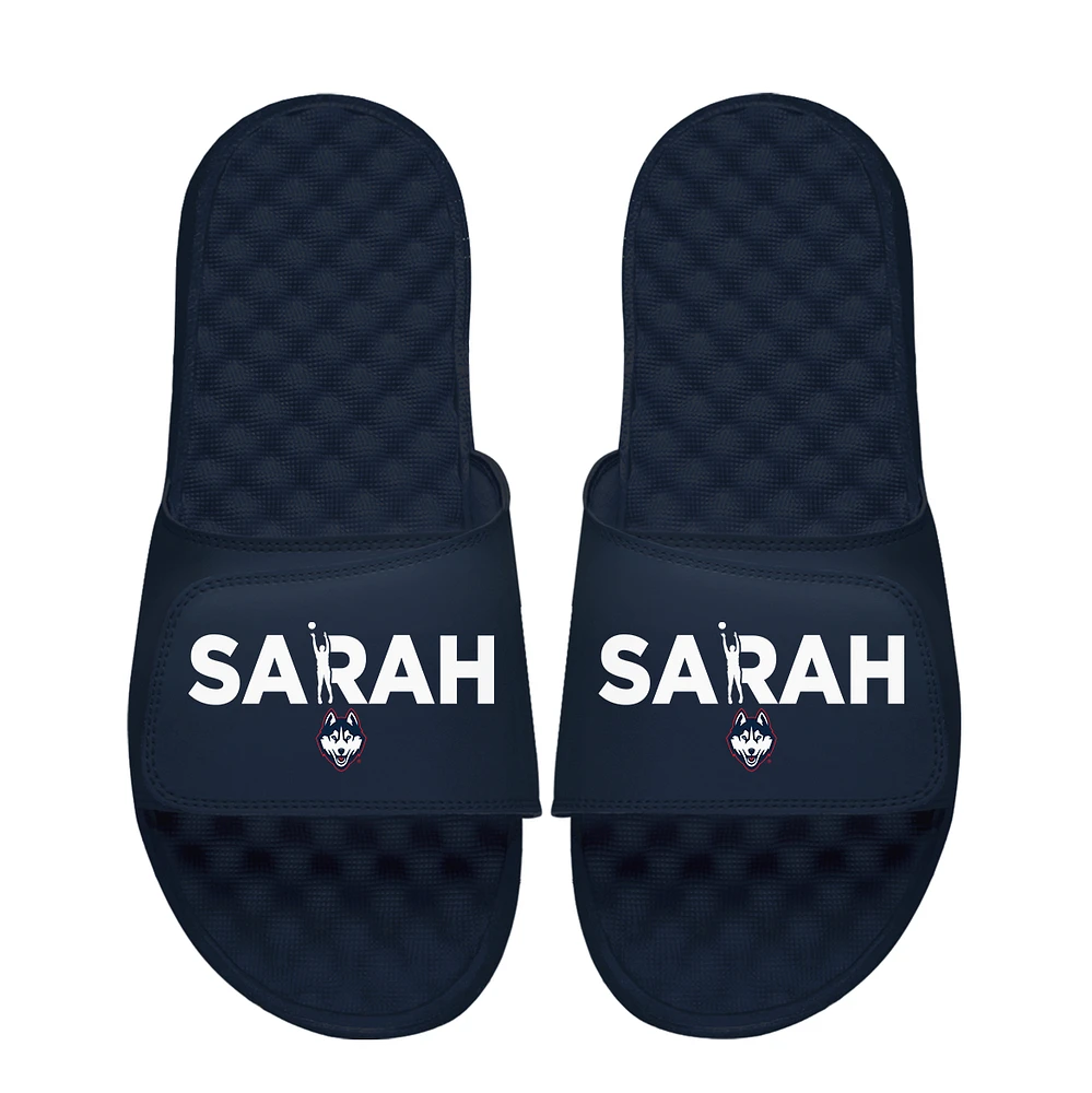 Youth ISlide Sarah Strong Navy UConn Huskies Player Wordmark Slide Sandals