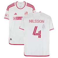 Joakim Nilsson St. Louis City SC Autographed Match-Used #4 White adidas Jersey from the 2024 MLS Season - Size M
