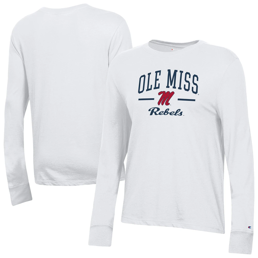 Women's Champion White Ole Miss Rebels Core Long Sleeve T-Shirt