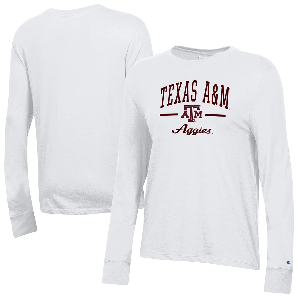 Women's Champion White Texas A&M Aggies Core Long Sleeve T-Shirt
