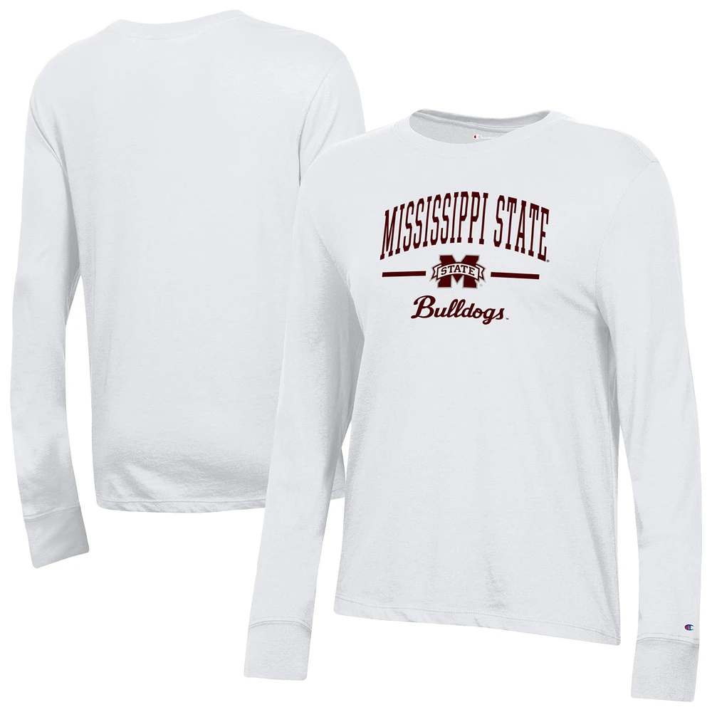 Women's Champion White Mississippi State Bulldogs Core Long Sleeve T-Shirt