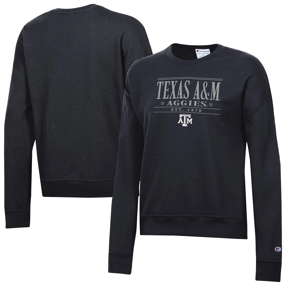 Women's Champion Black Texas A&M Aggies Powerblend Pullover Sweatshirt