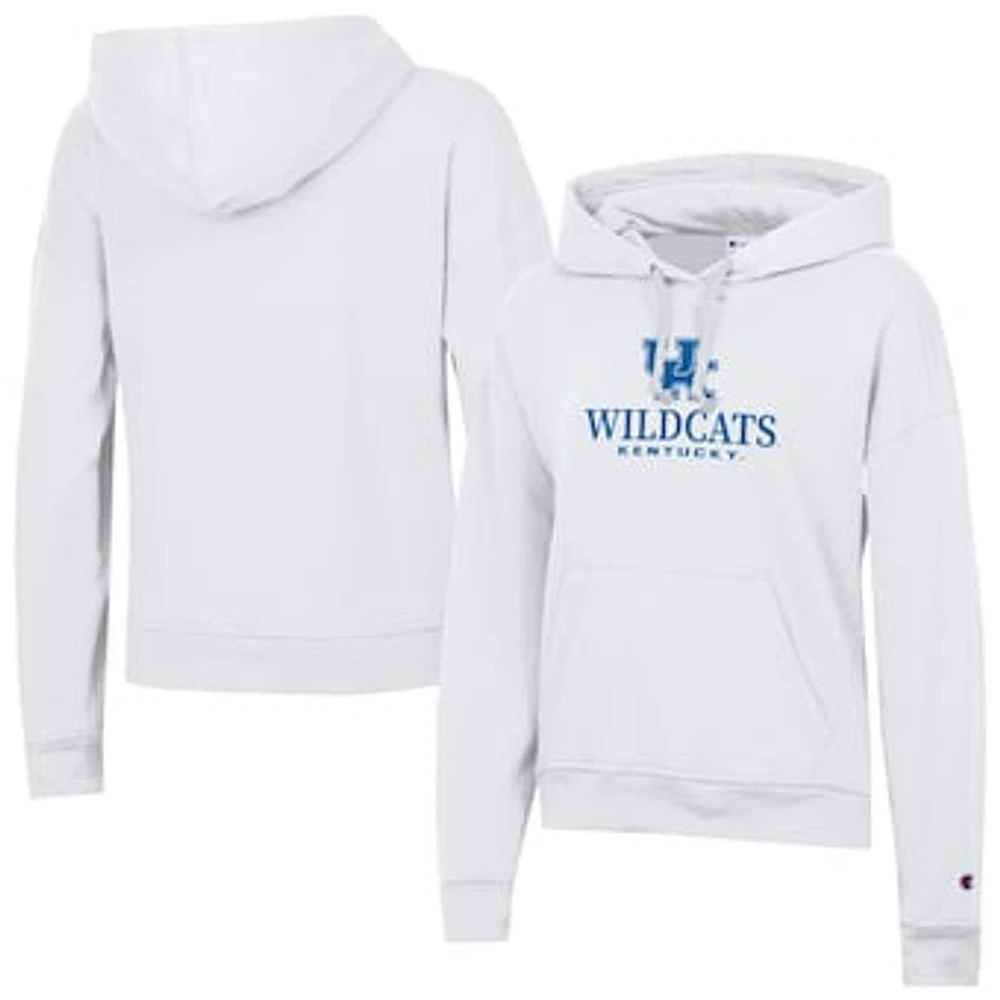 Women's Champion White Kentucky Wildcats Powerblend Fleece Pullover Hoodie