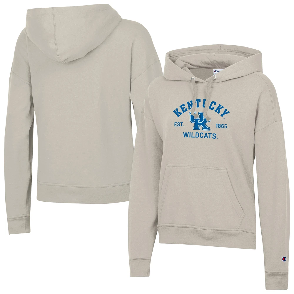 Women's Champion Oatmeal Kentucky Wildcats Powerblend Fleece Pullover Hoodie
