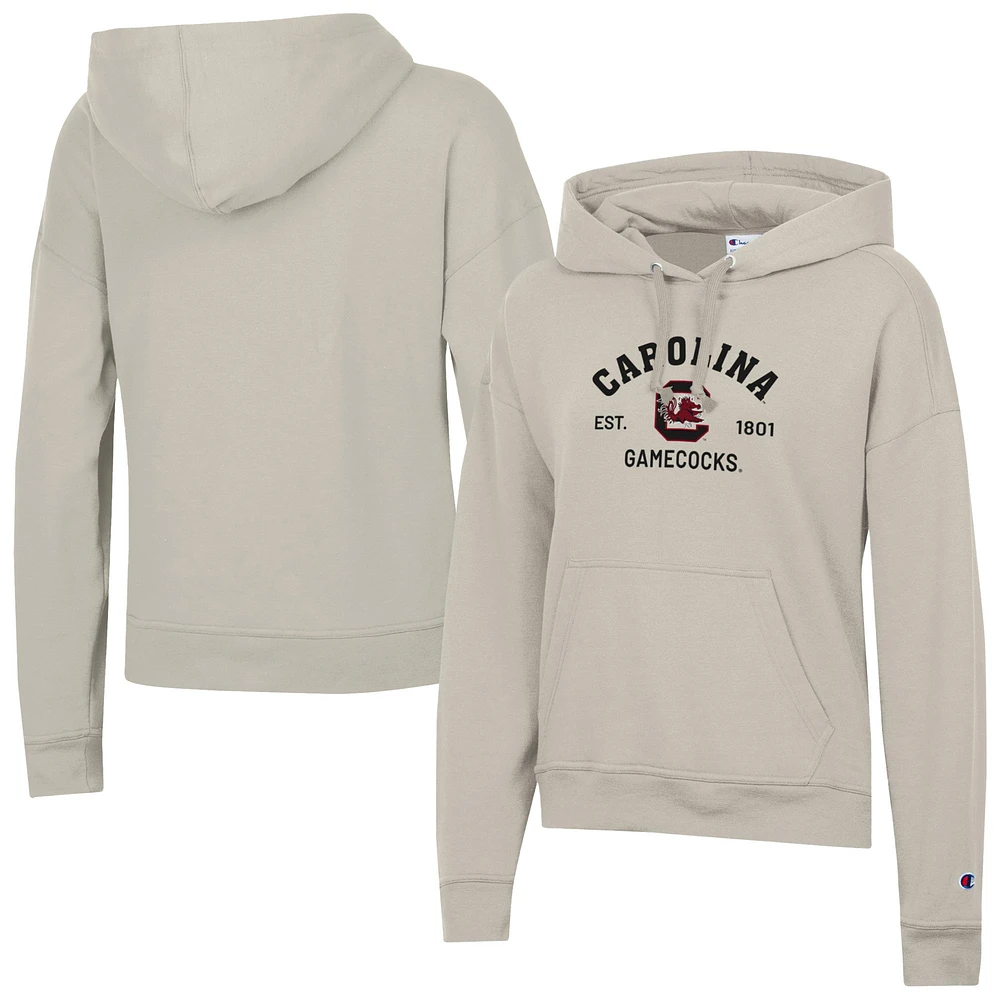 Women's Champion Oatmeal South Carolina Gamecocks Powerblend Fleece Pullover Hoodie