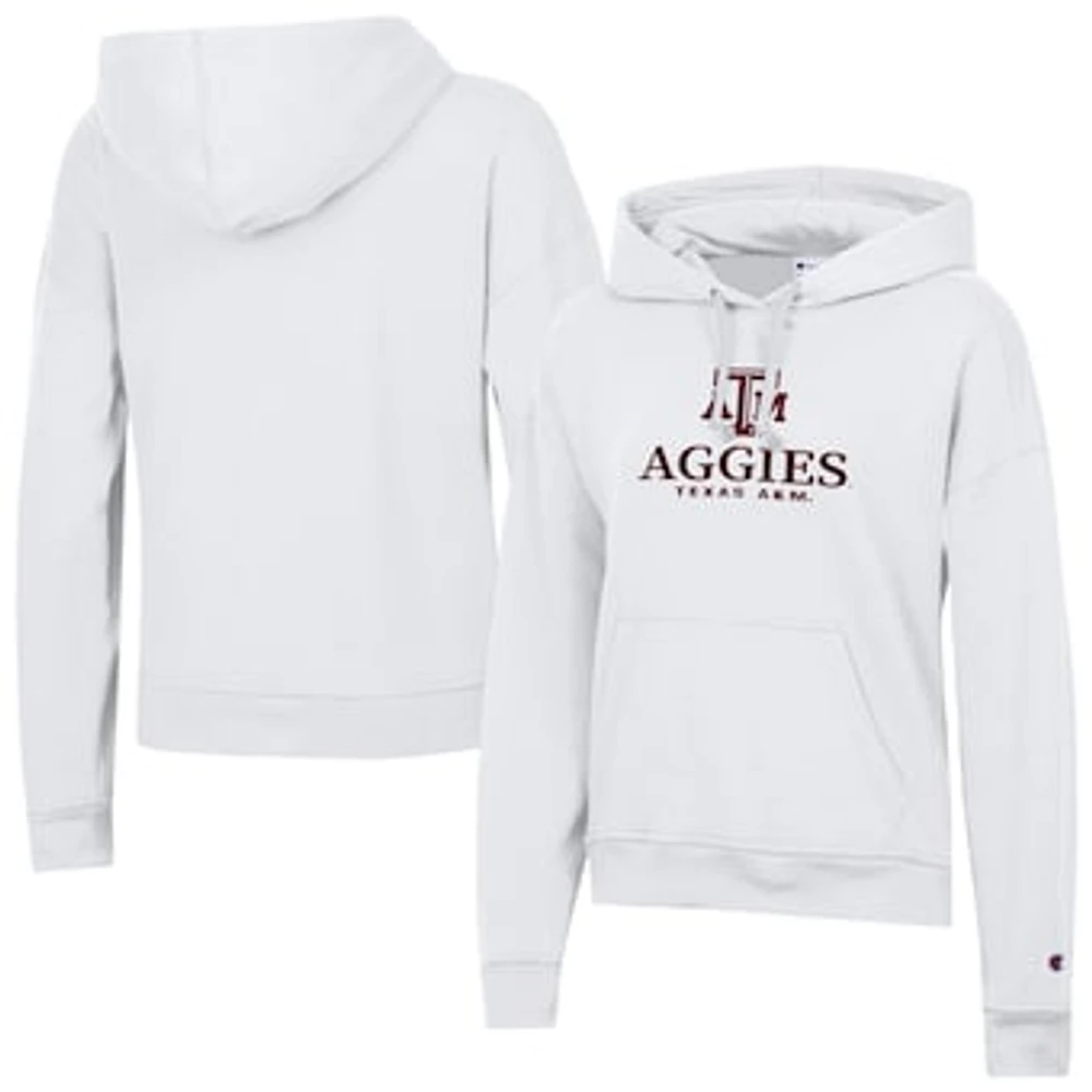 Women's Champion White Texas A&M Aggies Powerblend Fleece Pullover Hoodie