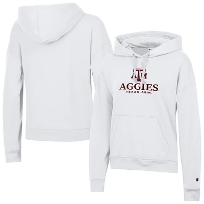 Women's Champion White Texas A&M Aggies Powerblend Fleece Pullover Hoodie