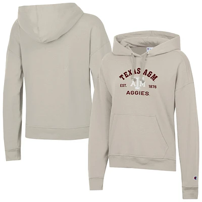 Women's Champion Oatmeal Texas A&M Aggies Powerblend Fleece Pullover Hoodie