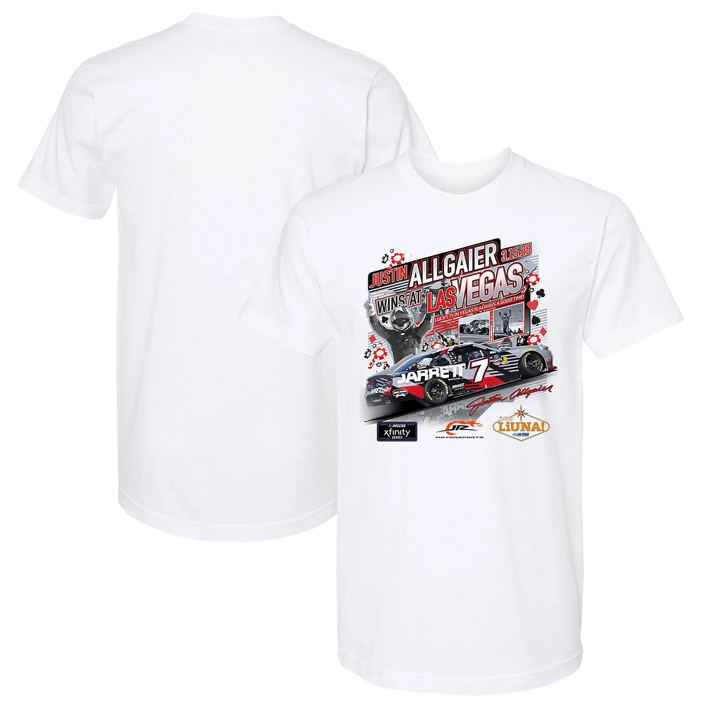 Men's Checkered Flag Sports White Justin Allgaier 2025 Xfinity Series The LiUNA Race Winner T-Shirt