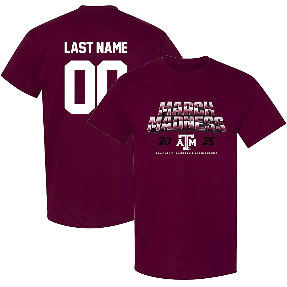 Unisex Athlete's Thread Maroon Texas A&M Aggies NIL Pick-A-Player 2025 March Madness Men's Basketball T-Shirt