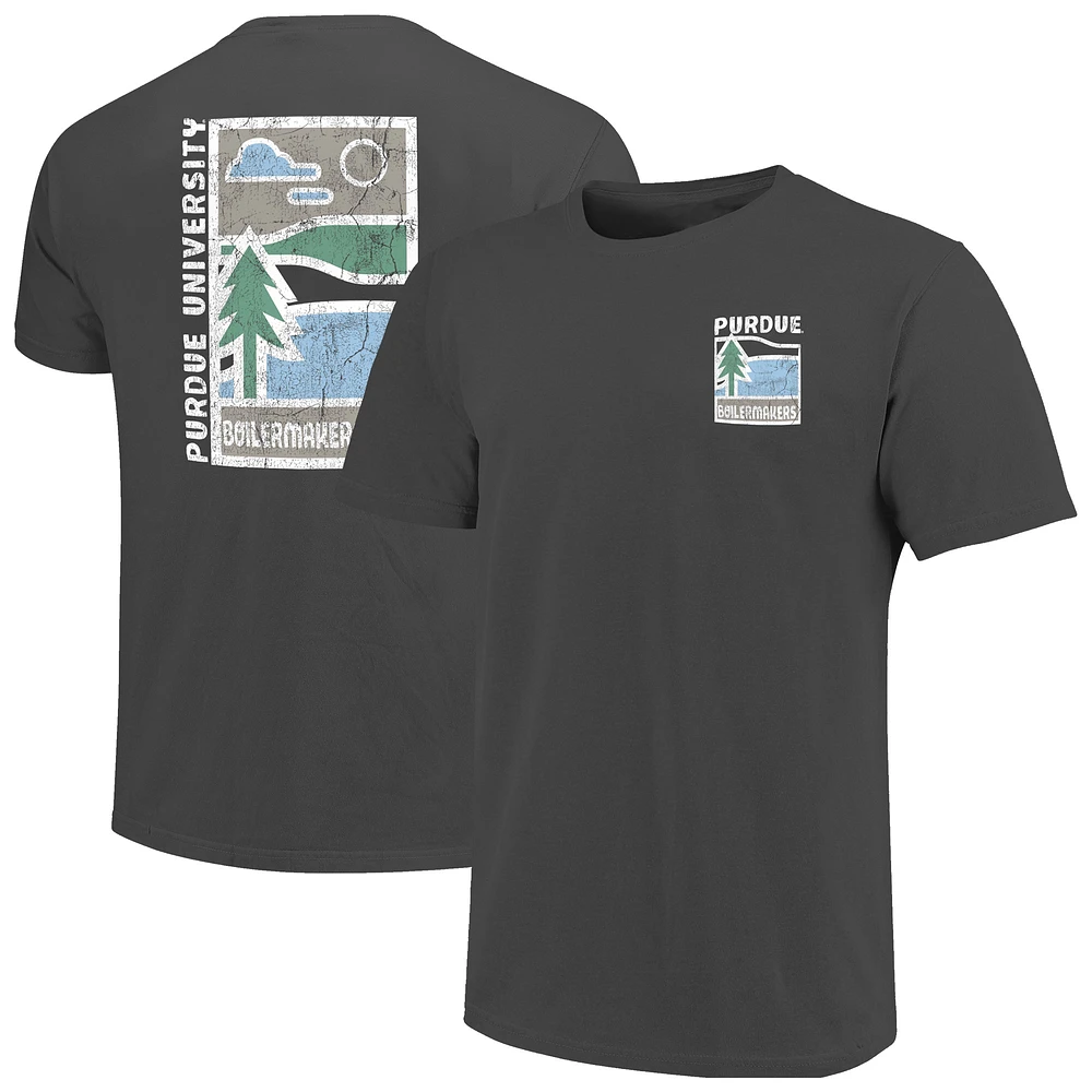 Men's Graphite Purdue Boilermakers Comfort Colors Minimal Vista Distressed Graphics T-Shirt