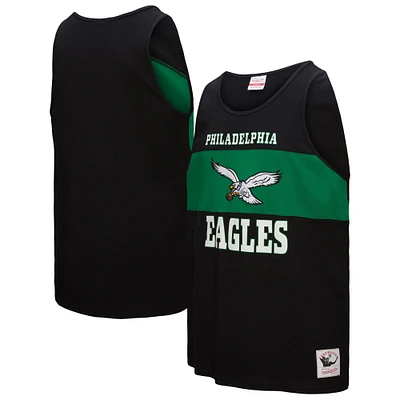 Men's Mitchell & Ness Black Philadelphia Eagles Retro Colorblock Tank Top