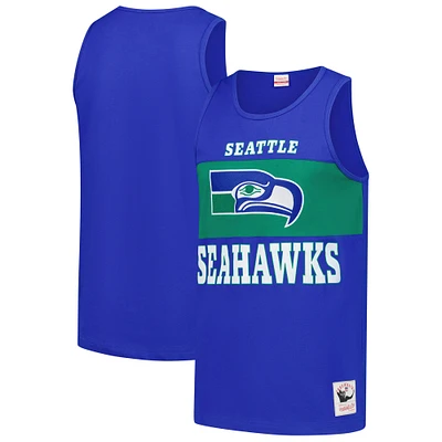 Men's Mitchell & Ness Royal Seattle Seahawks Retro Colorblock Tank Top