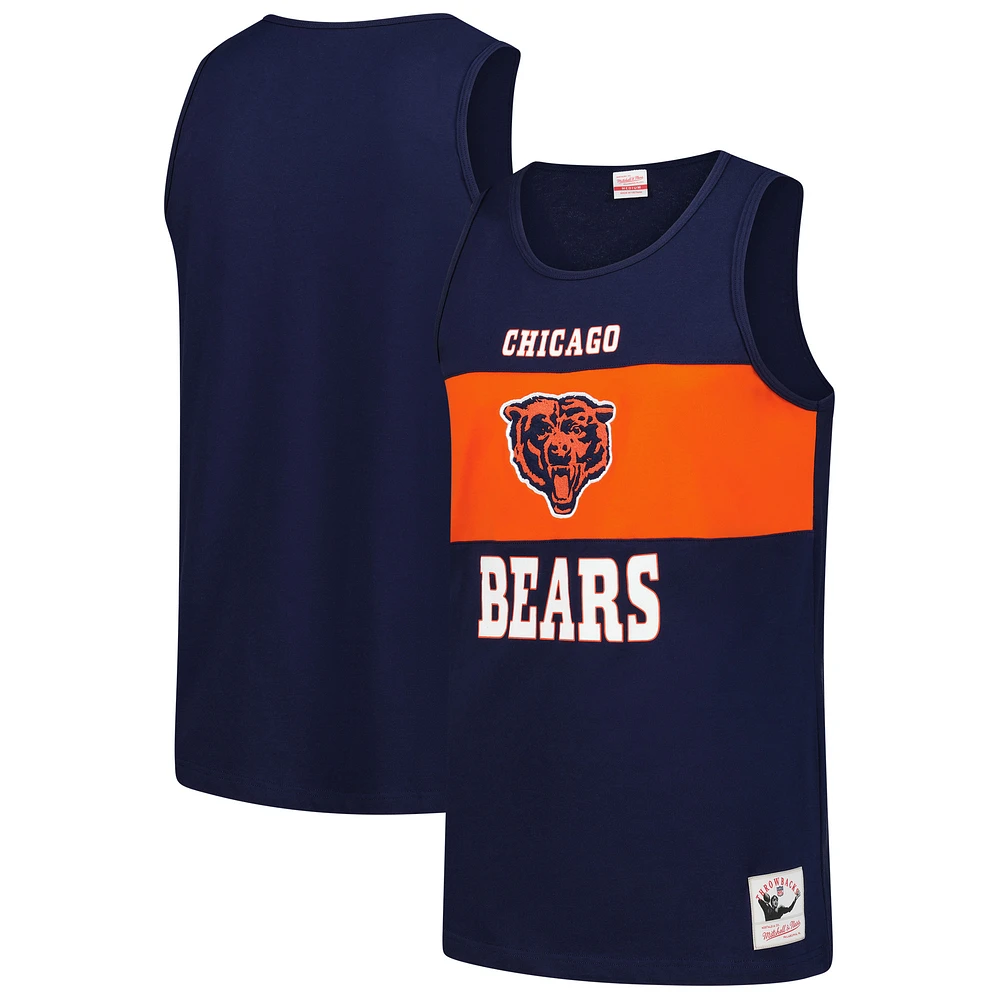 Men's Mitchell & Ness Navy Chicago Bears Retro Colorblock Tank Top