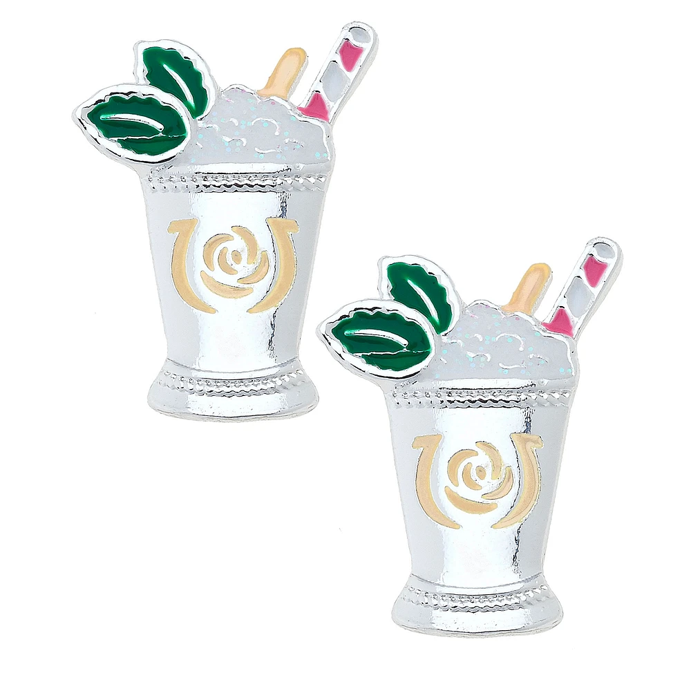 CANVAS Style Kentucky Derby Mint Julep Enamel Stud Earrings