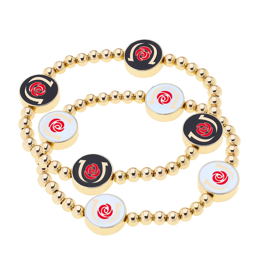 CANVAS Style Kentucky Derby Double Sided Beaded 2-Pack Stretch Bracelet Set