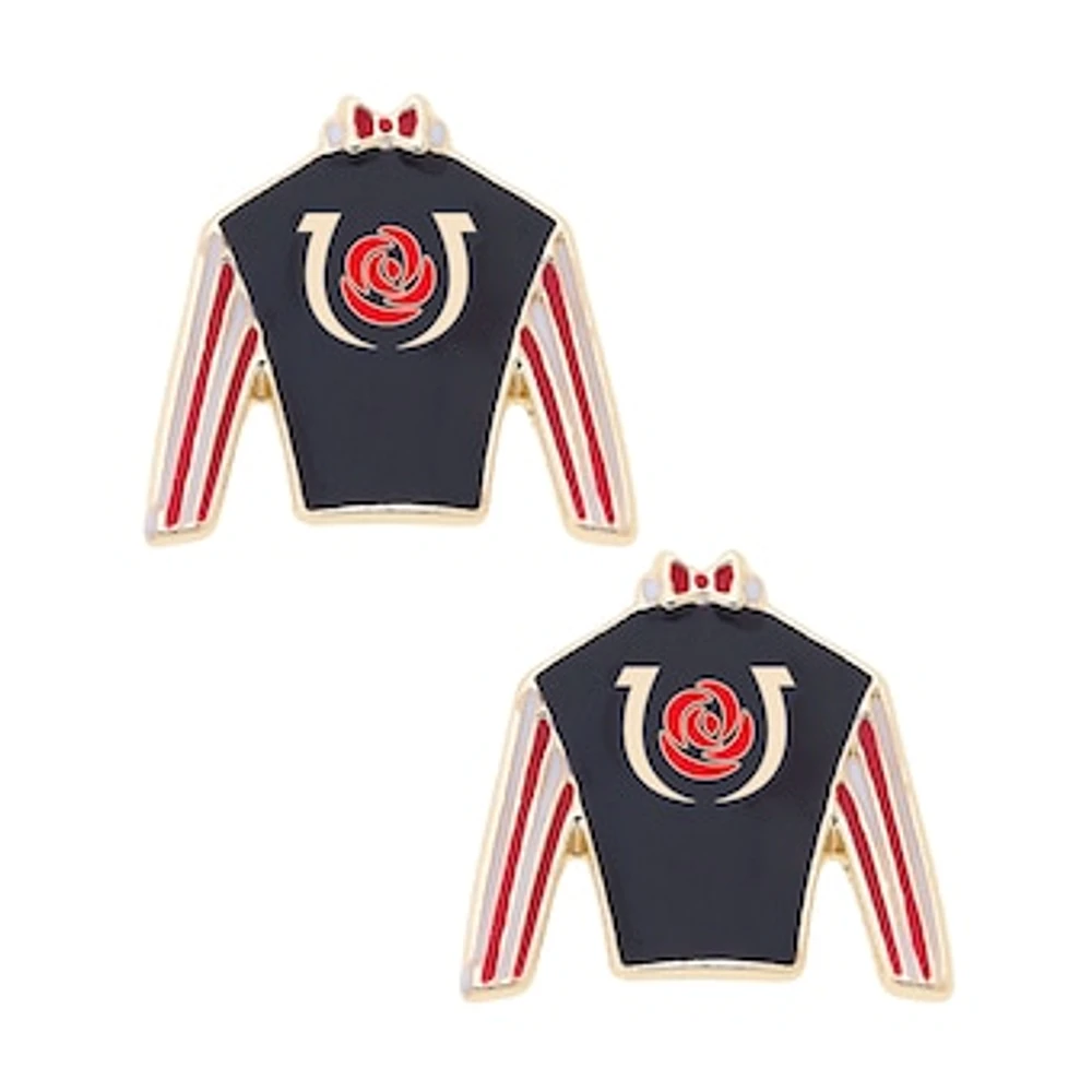 CANVAS Style Kentucky Derby Jockey Silk Enamel Logo Stud Earrings