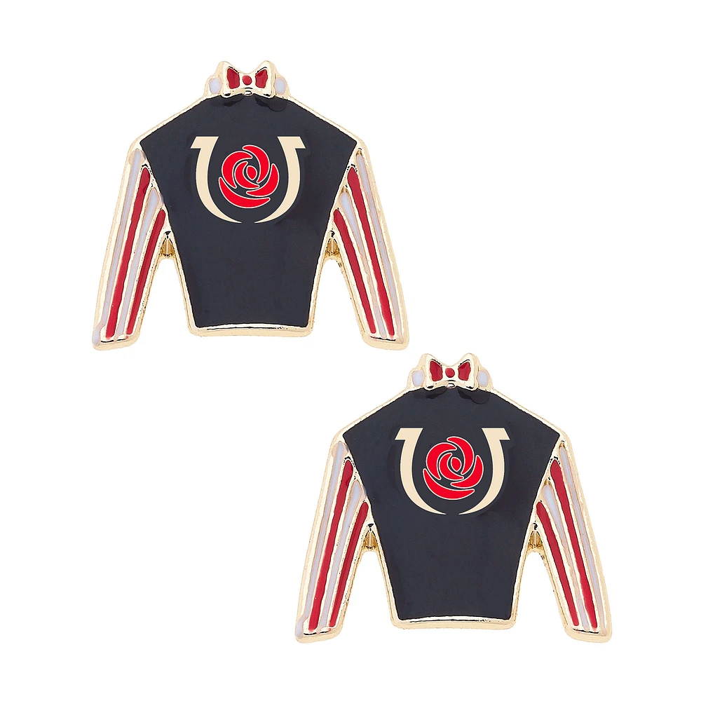 CANVAS Style Kentucky Derby Jockey Silk Enamel Logo Stud Earrings