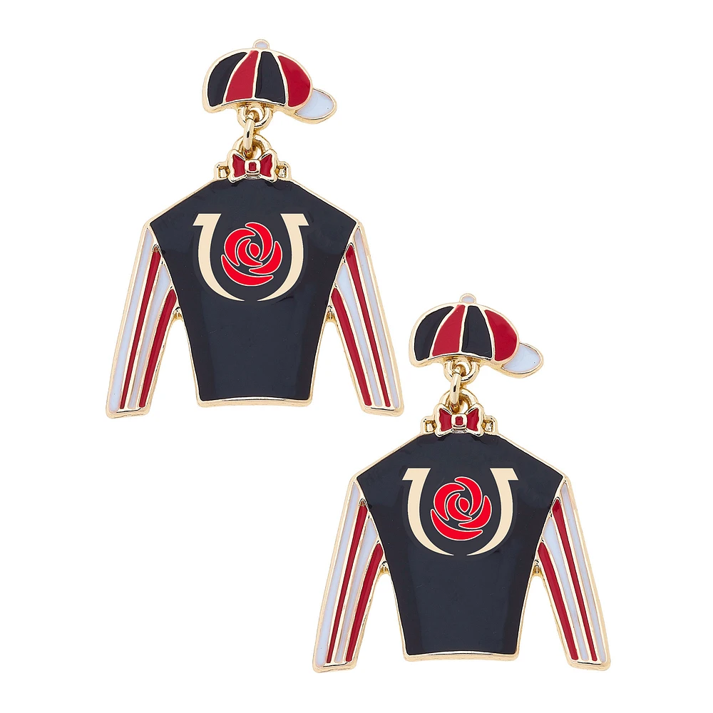 CANVAS Style Kentucky Derby Jockey Silk Enamel Logo Drop Earrings