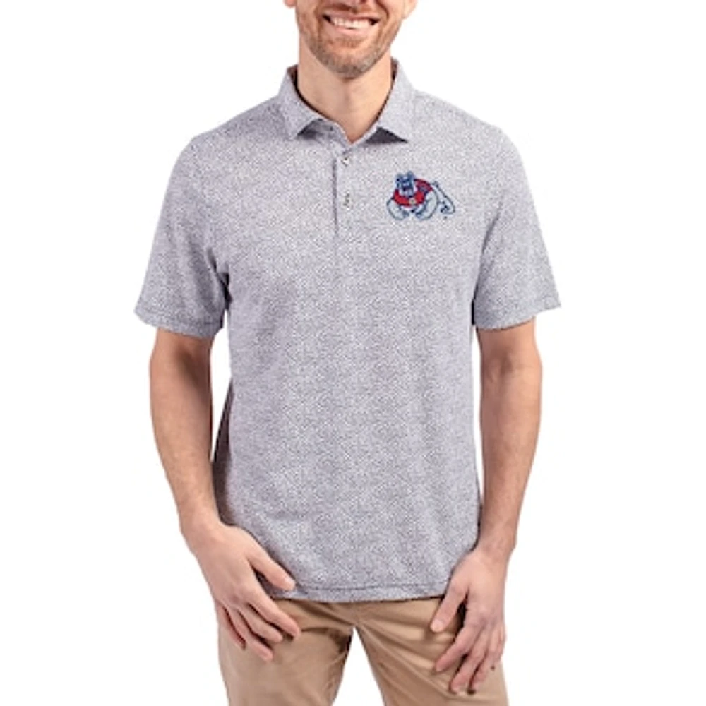 Men's Cutter & Buck Navy Fresno State Bulldogs Virtue Eco Pique Botanical Print Recycled DryTec Polo