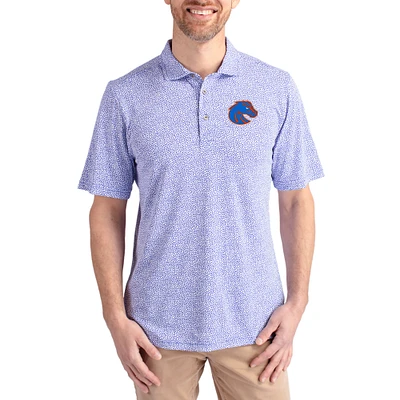 Men's Cutter & Buck Royal Boise State Broncos Virtue Eco Pique Botanical Print Recycled DryTec Polo