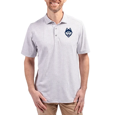Men's Cutter & Buck Gray UConn Huskies Virtue Eco Pique Botanical Print Recycled DryTec Polo