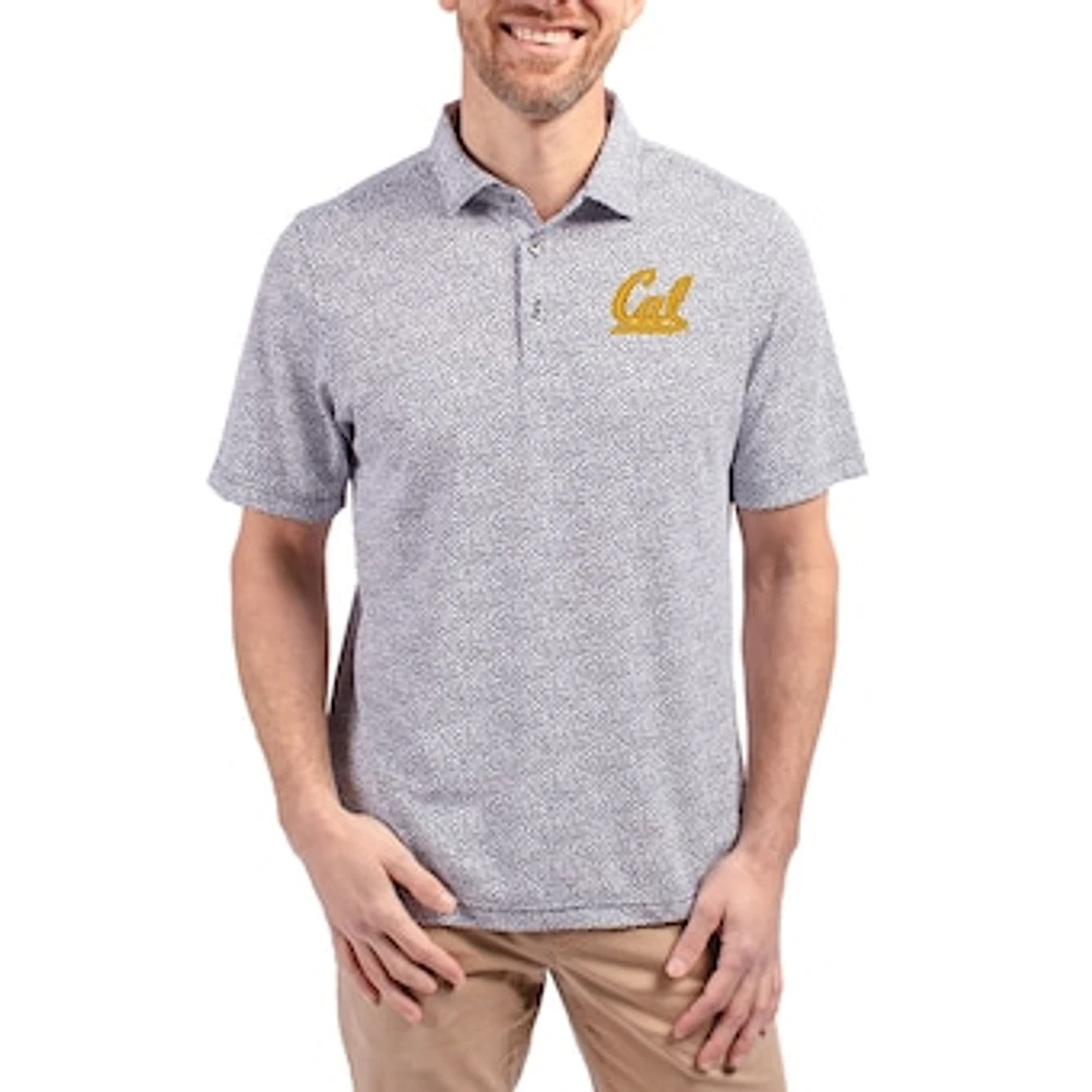 Men's Cutter & Buck Navy Cal Bears Virtue Eco Pique Botanical Print Recycled DryTec Polo