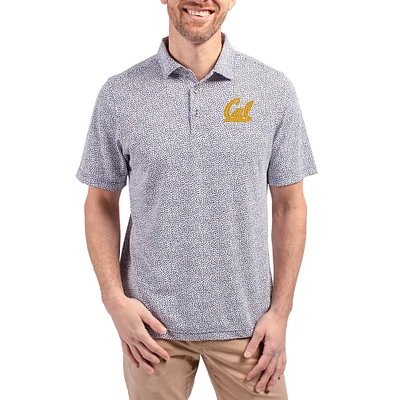 Men's Cutter & Buck Navy Cal Bears Virtue Eco Pique Botanical Print Recycled DryTec Polo