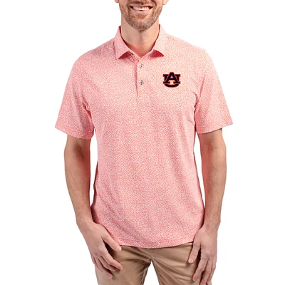 Men's Cutter & Buck Orange Auburn Tigers Virtue Eco Pique Botanical Print Recycled DryTec Polo