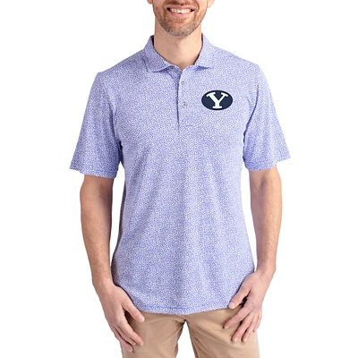 Men's Cutter & Buck Royal BYU Cougars Virtue Eco Pique Botanical Print Recycled DryTec Polo