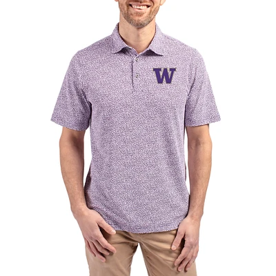 Men's Cutter & Buck  Purple Washington Huskies Virtue Eco Pique Botanical Print Recycled DryTec Polo