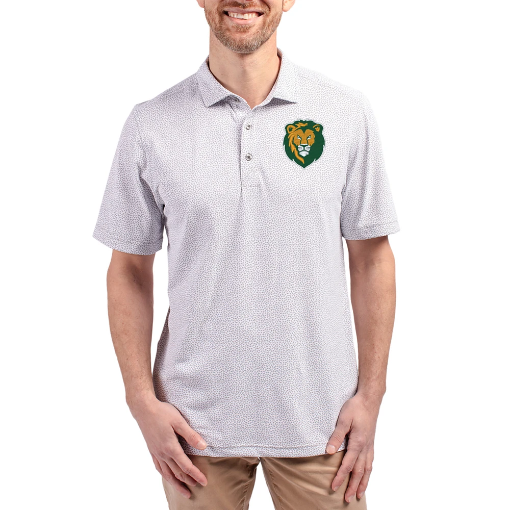 Men's Cutter & Buck Gray Southeastern Louisiana Lions Virtue Eco Pique Botanical Print Recycled DryTec Polo