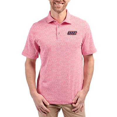 Men's Cutter & Buck UIC Flames Virtue Eco Pique Botanical Print Recycled DryTec Polo