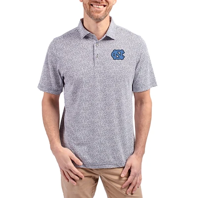 Men's Cutter & Buck Navy North Carolina Tar Heels Virtue Eco Pique Botanical Print Recycled DryTec Polo