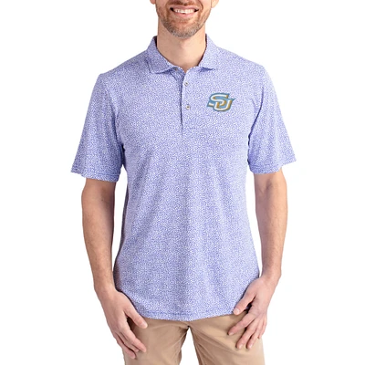 Men's Cutter & Buck Southern University Jaguars Virtue Eco Pique Botanical Print Recycled DryTec Polo