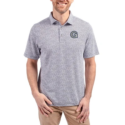 Men's Cutter & Buck Navy Georgetown Hoyas Virtue Eco Pique Botanical Print Recycled DryTec Polo